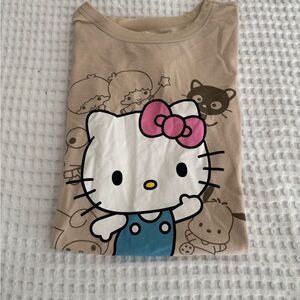 Sanrio Tan Hello Kitty Kids Tee with Pink Bow